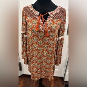 Flying Tomato Anthropologie Boho Hippie  3/4 Bell Sleeve Tunic Sz Sm rn#121970